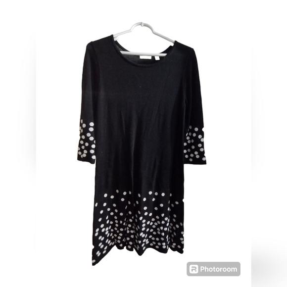 EUC Est. 1948 black sweater dress with white polka dots - Picture 1 of 3